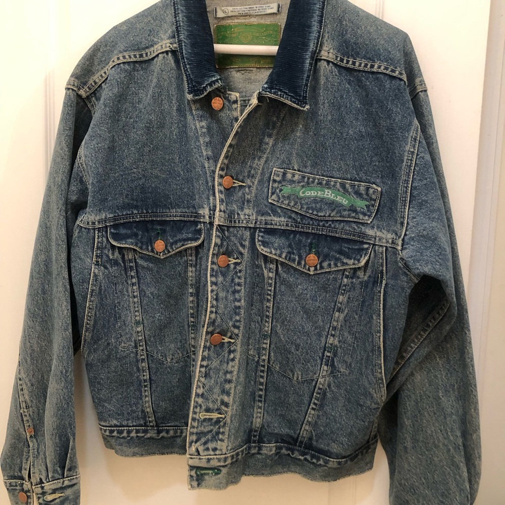 Code Bleu Acid Wash 100% Cotton Denim Jacket Large